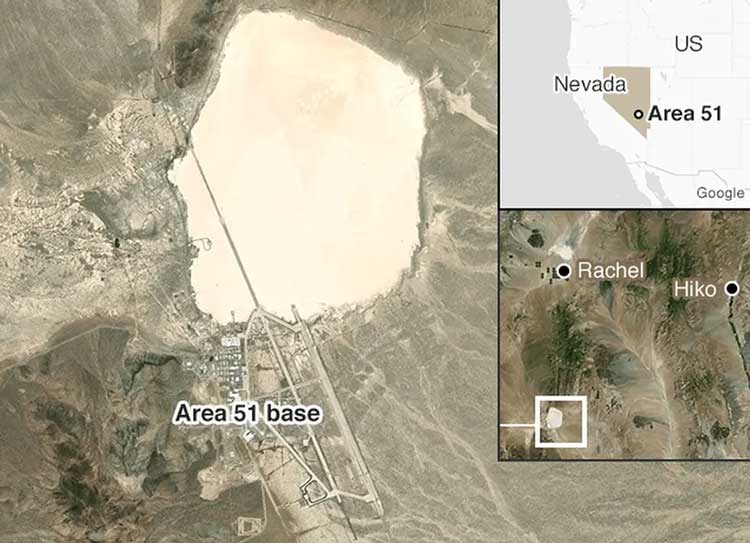 عجیب ترین مکان, گوگل مپ, مکانهای ممنوعه منطقه ۵۱، نوادا، آمریکا