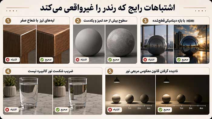 معماری, موتور رندر, نرم افزار اشتباهات رایج در رندر گرفتن رئال