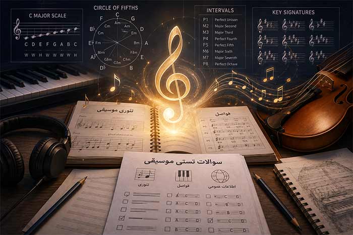 30 سوالات تستی موسیقی: تئوری، فواصل، اطلاعات عمومی با جواب